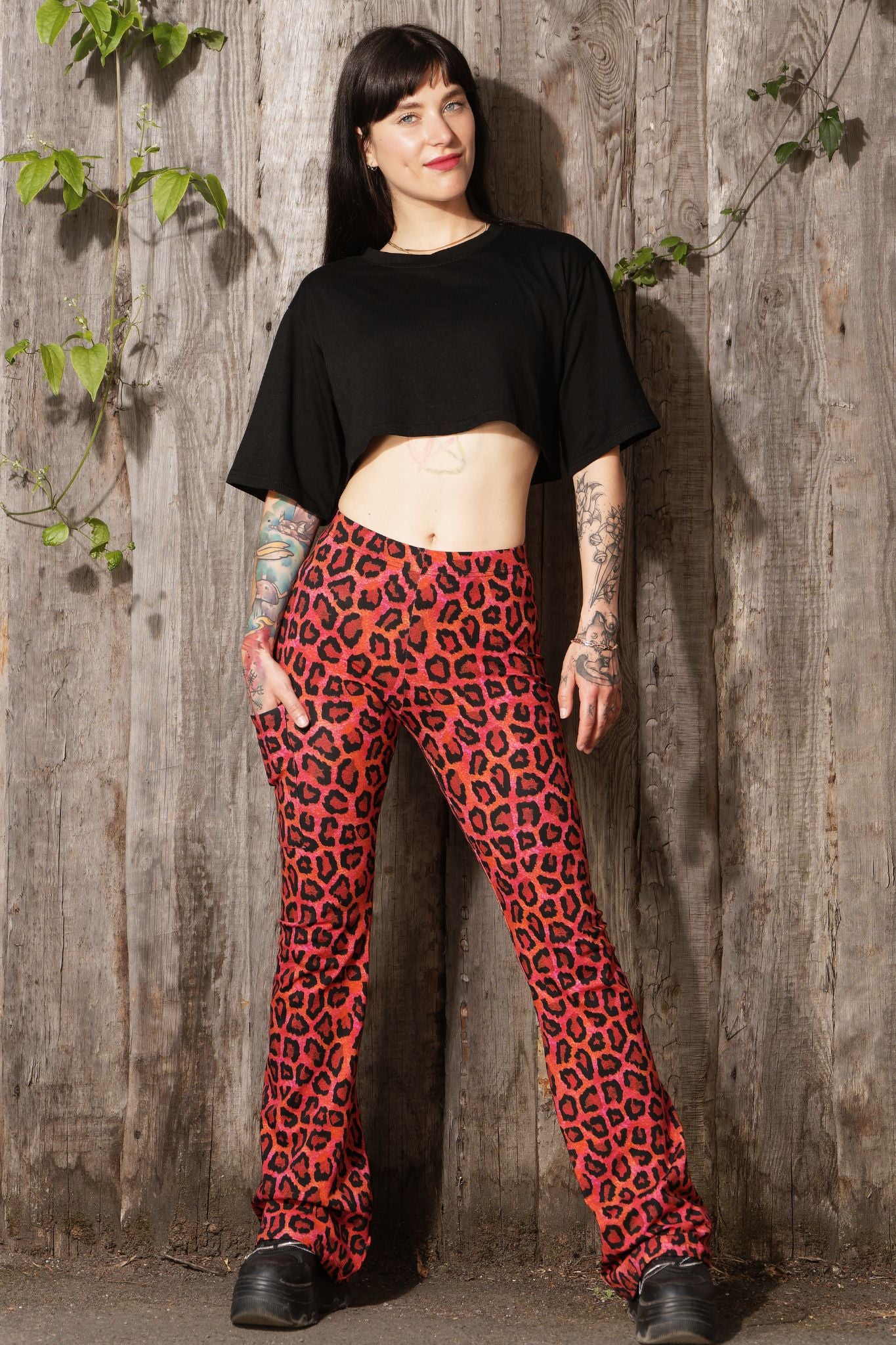 Flare Schlag Leggings Fesche Mieze rot