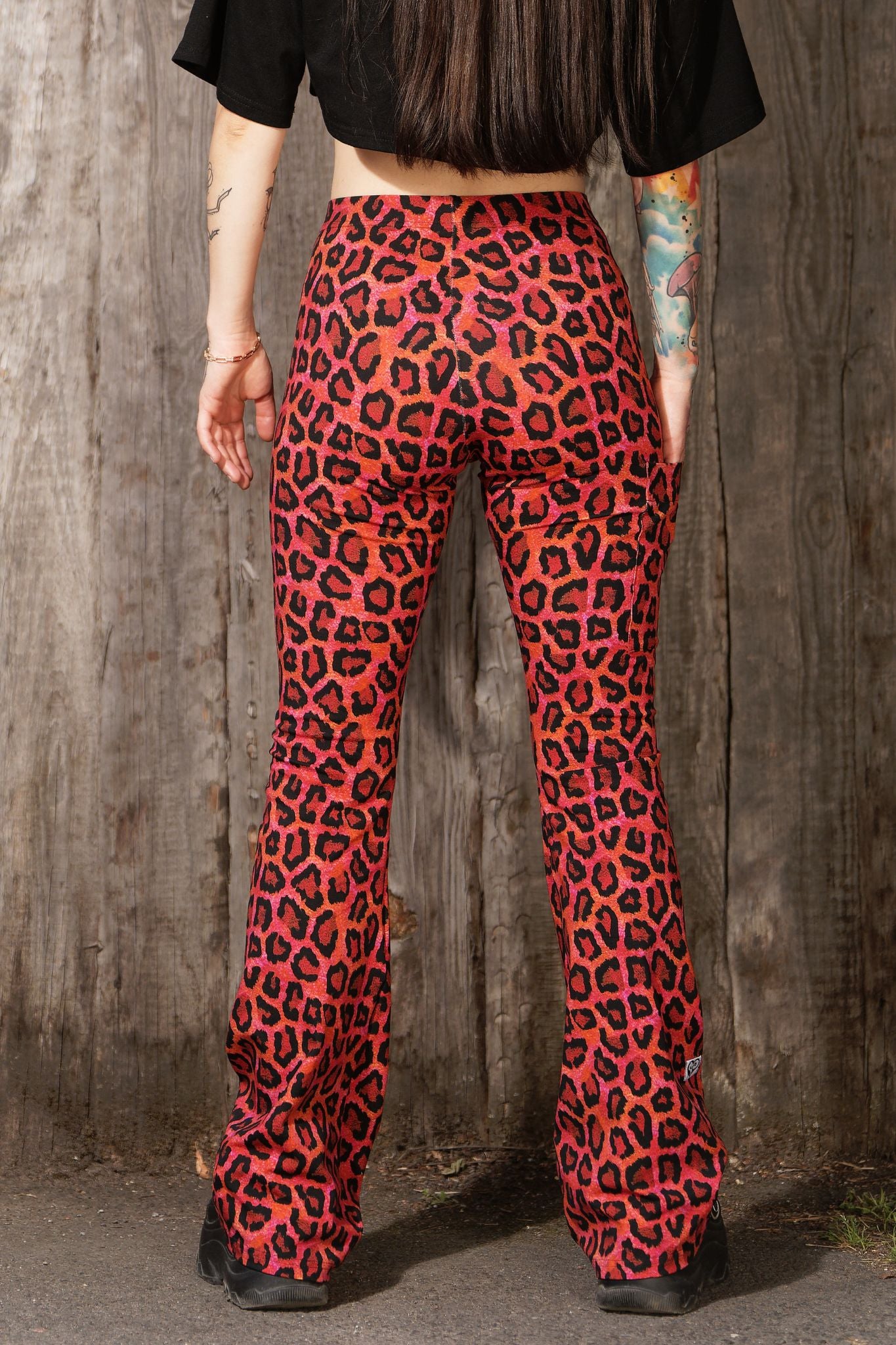 Flare Schlag Leggings Fesche Mieze rot