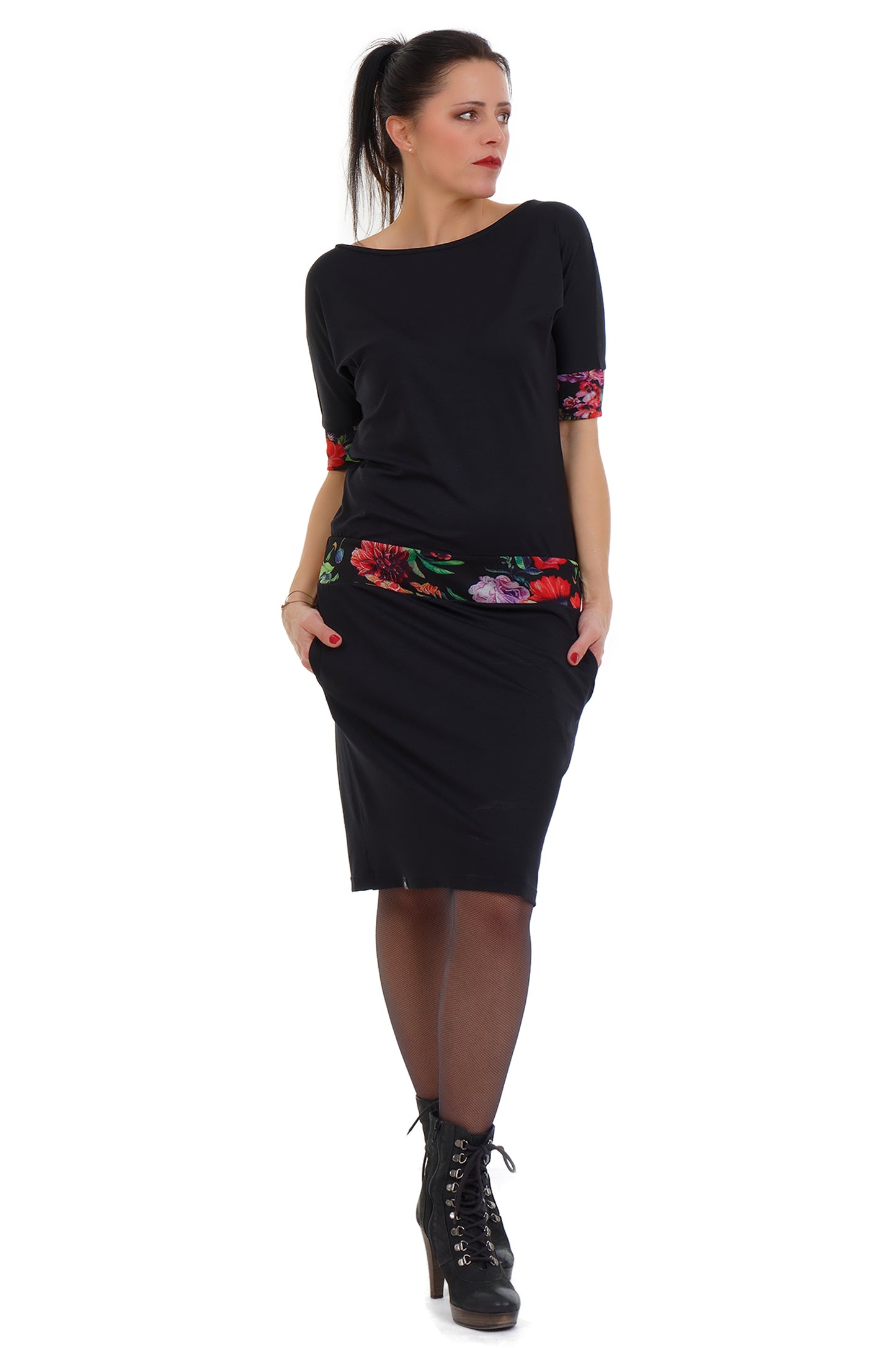 Fledermaus Kleid schwarz mystic rose