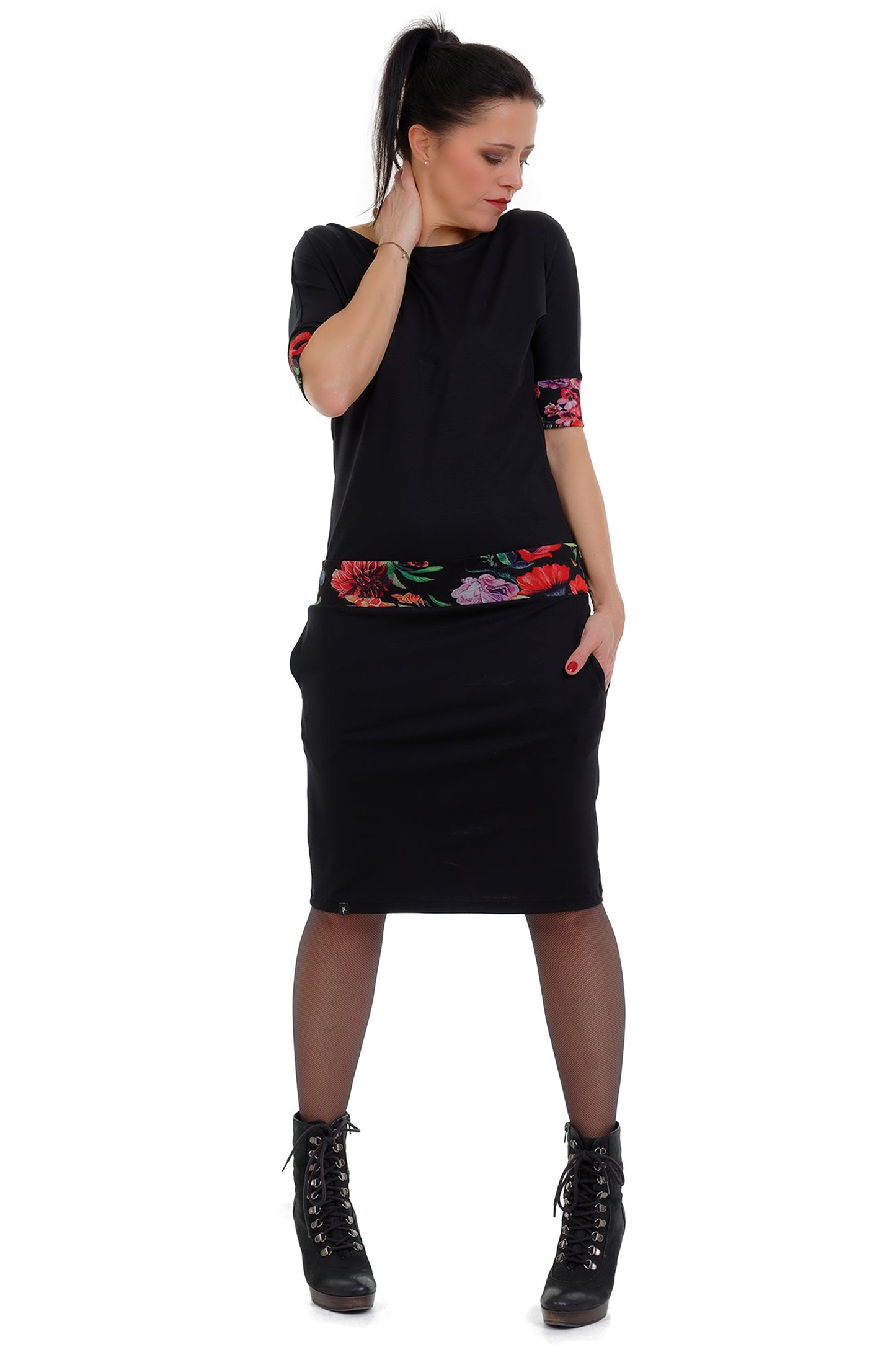 Fledermaus Kleid schwarz mystic rose