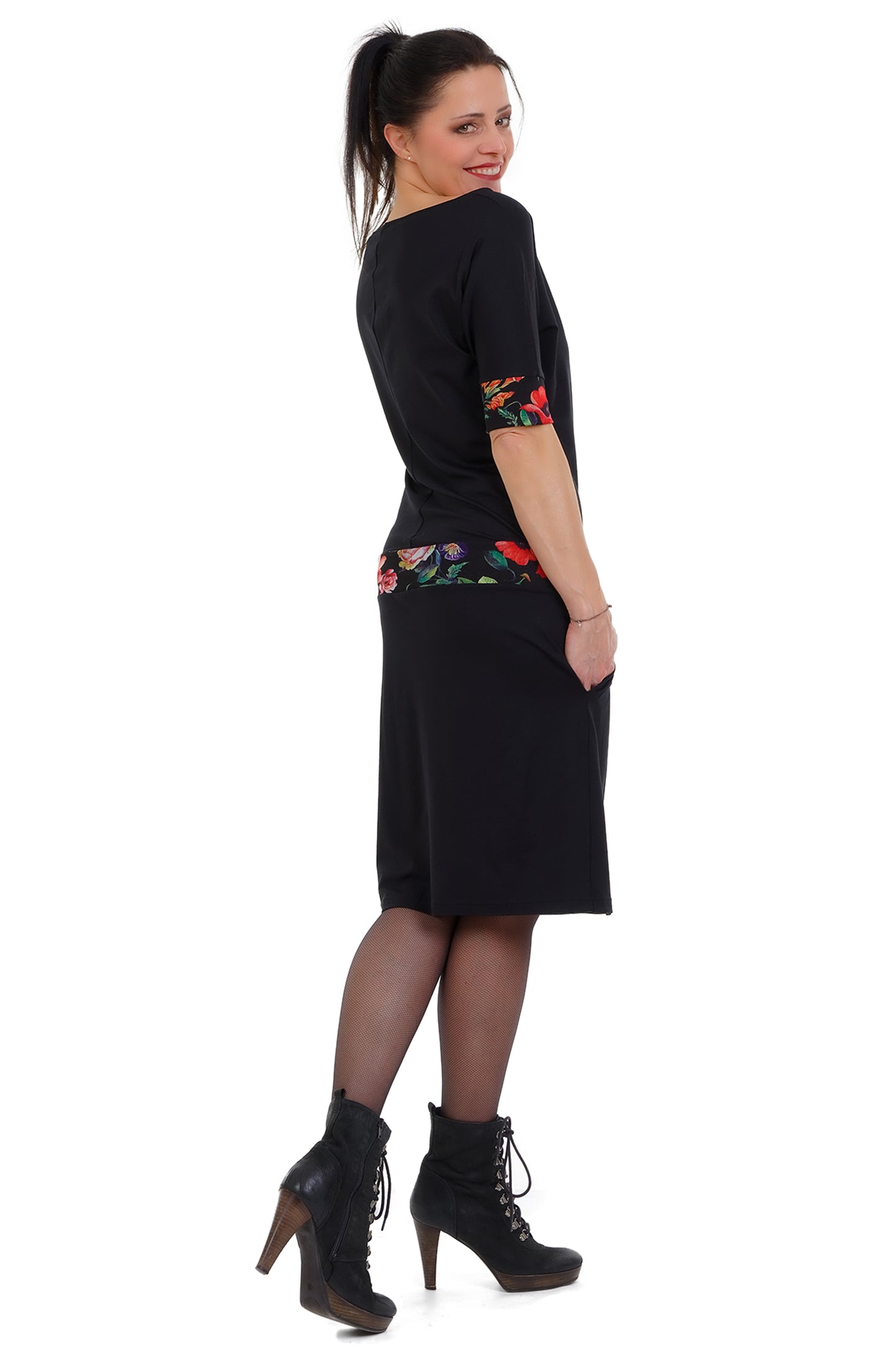 Fledermaus Kleid schwarz mystic rose
