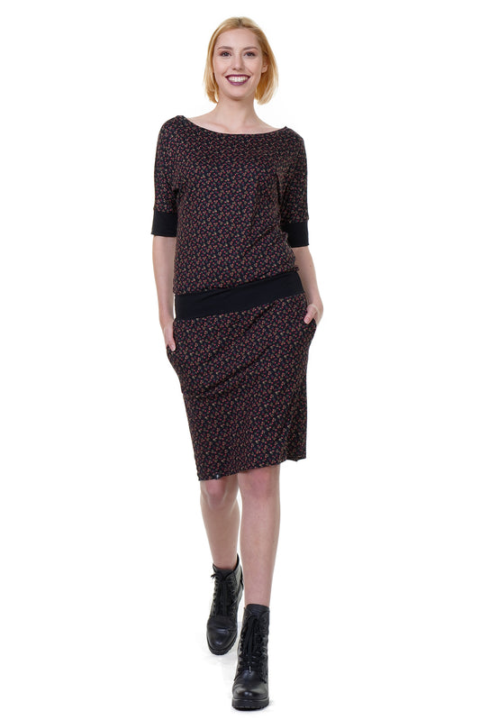 SALE Größe XS Fledermauskleid rote Blümchen