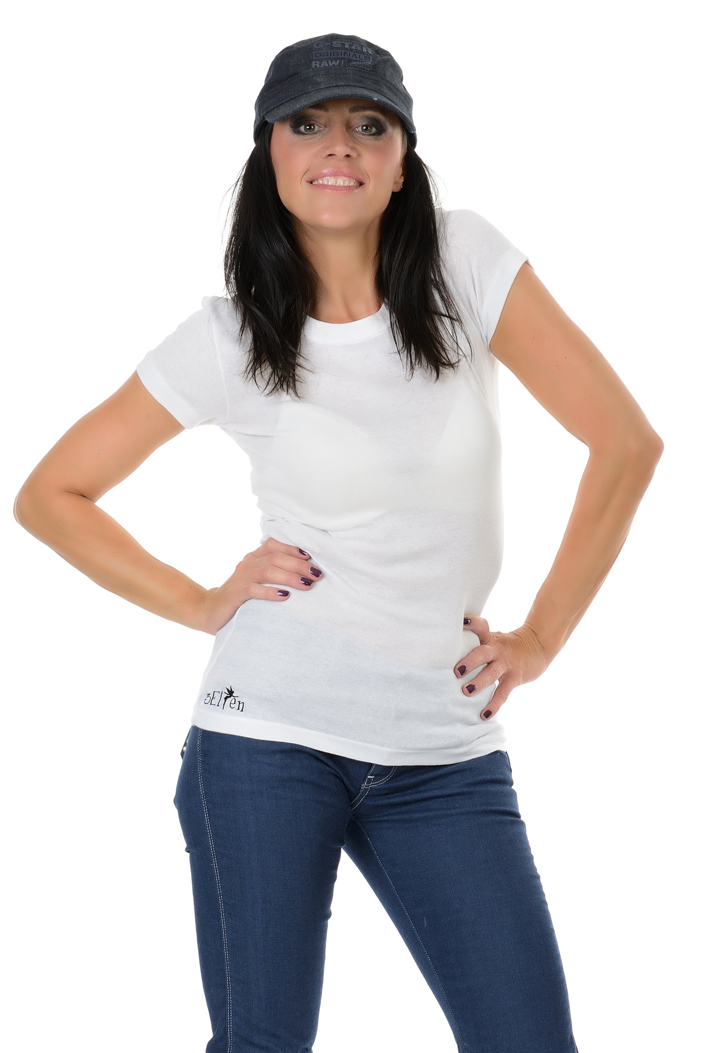 Sale Größe XL weißes T-Shirt Waldornament schwarz hinten