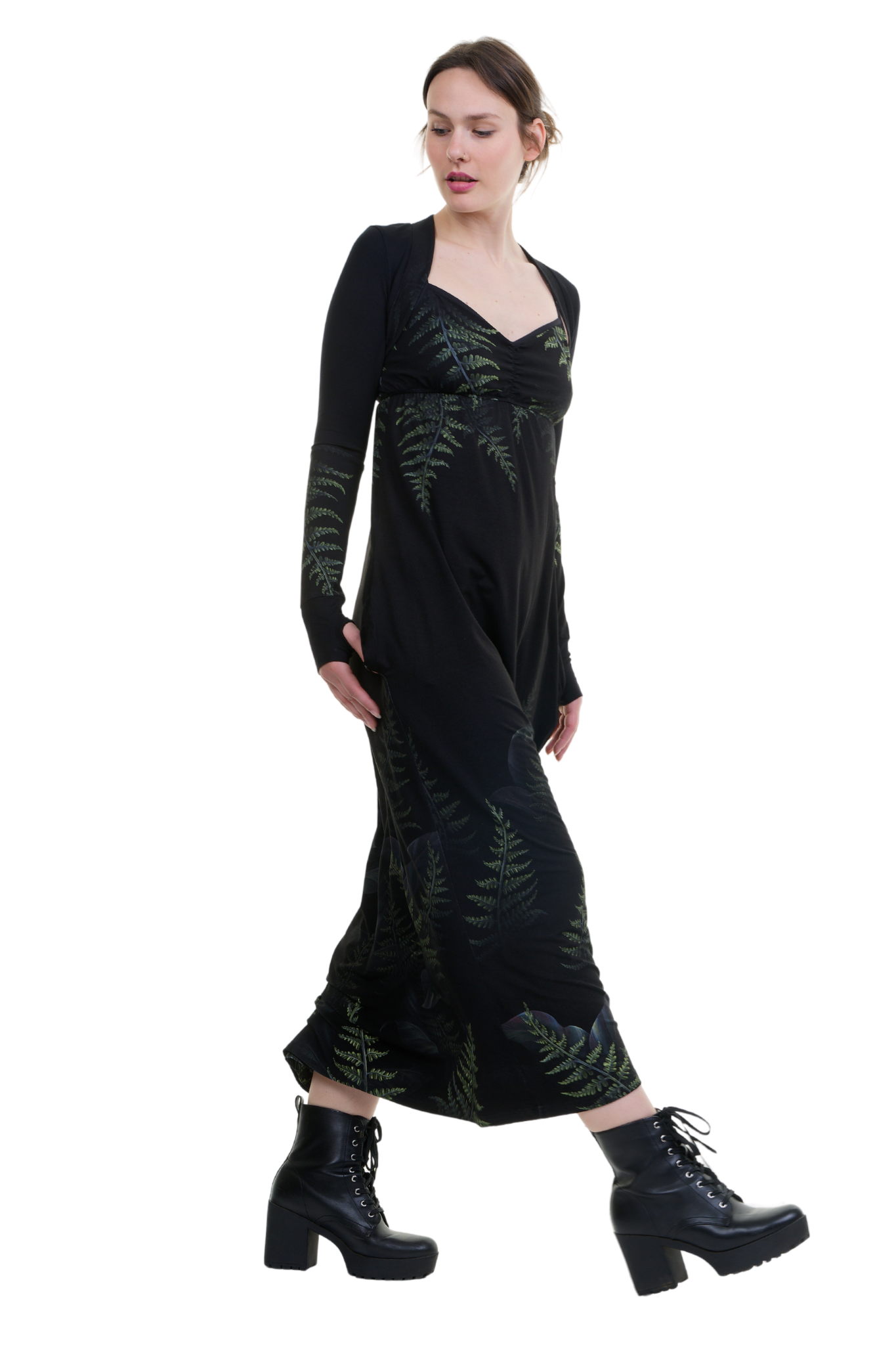 Robe à bretelles Happy fougère foncée