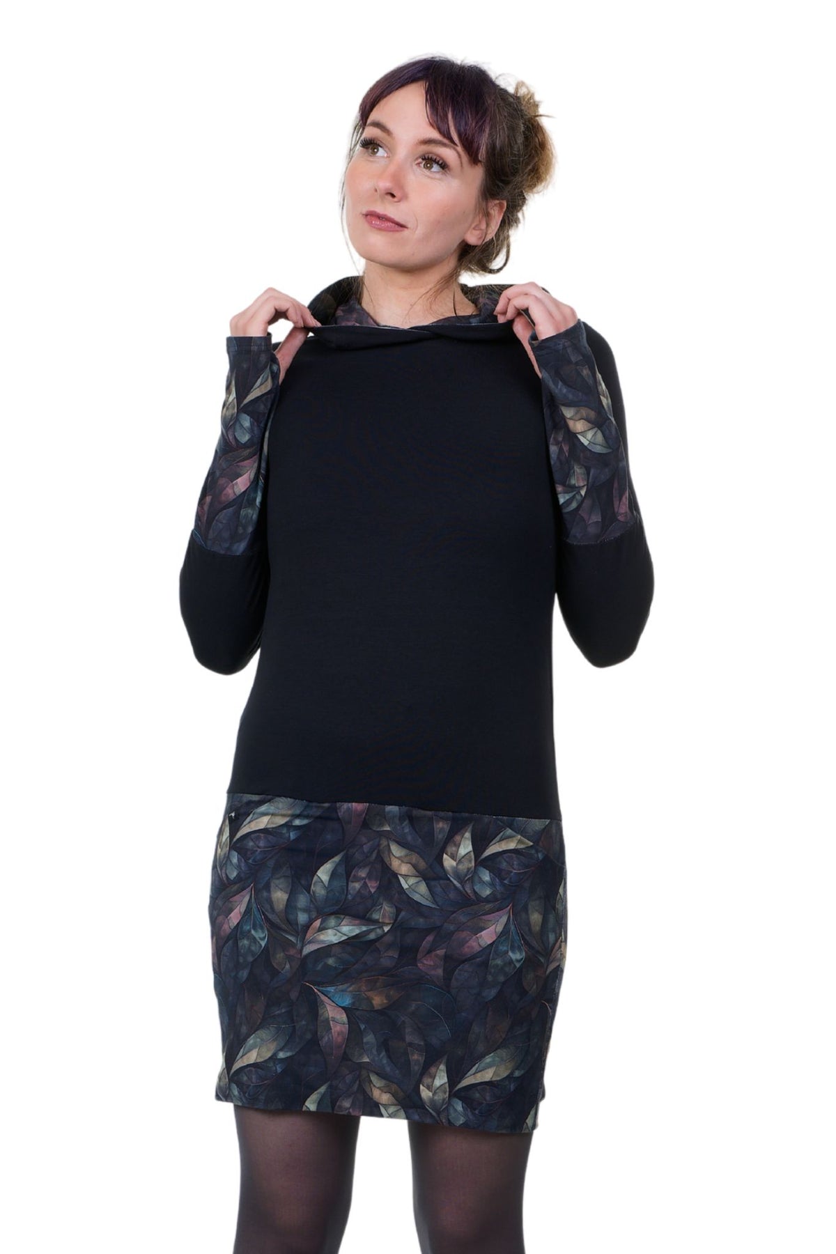 Hoodiekleid Winterzauber schwarz Black Diamond von 3Elfen, Ansicht 3