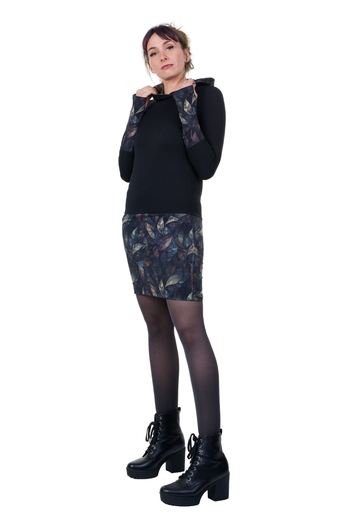 Hoodiekleid Winterzauber schwarz Black Diamond von 3Elfen, Ansicht 4