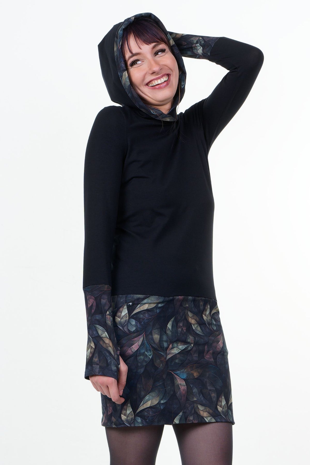 Hoodiekleid Winterzauber schwarz Black Diamond von 3Elfen, Ansicht 2