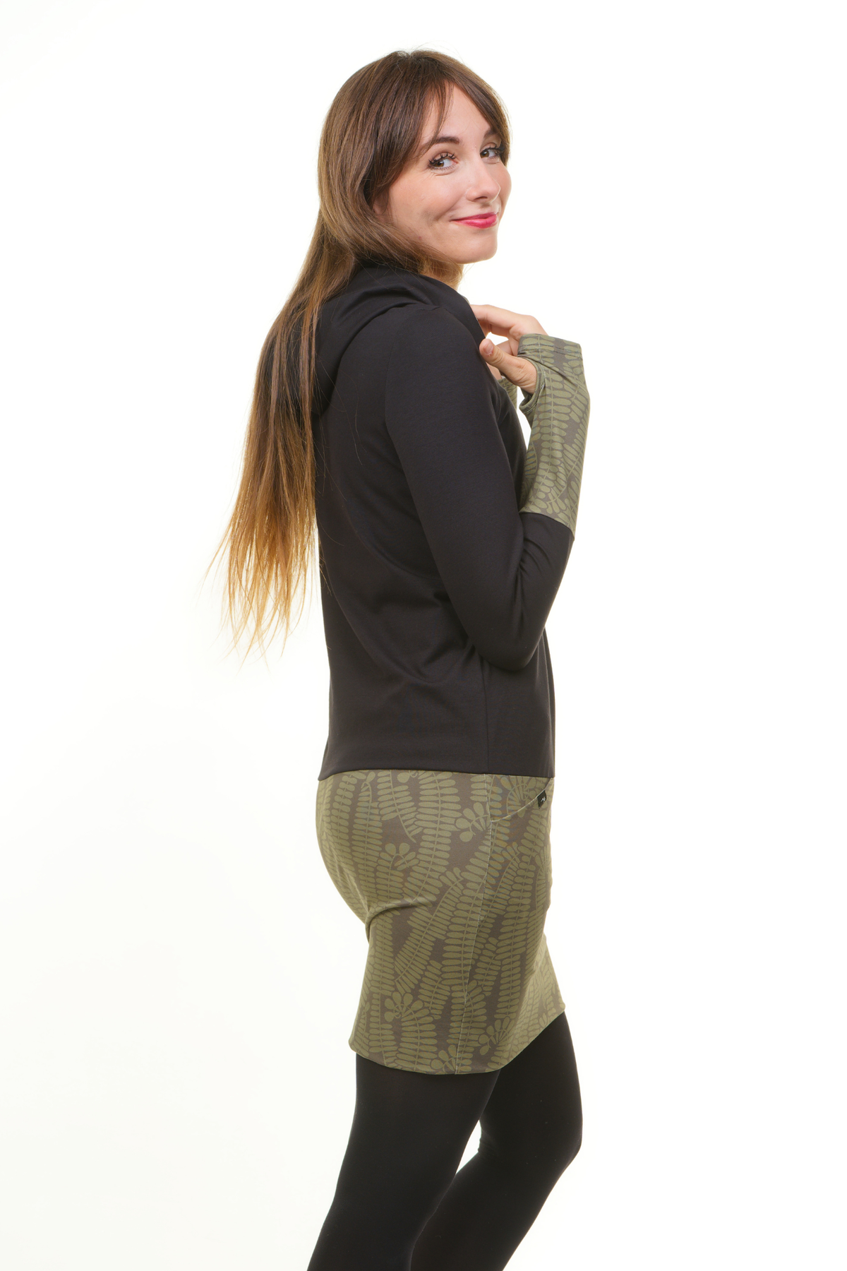 Hoodiekeid Winterzauber schwarz evergreen
