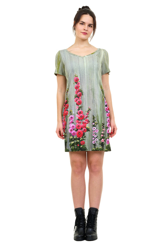 SALE Größe XL Jersey Kleid Relaxed Stockrosen