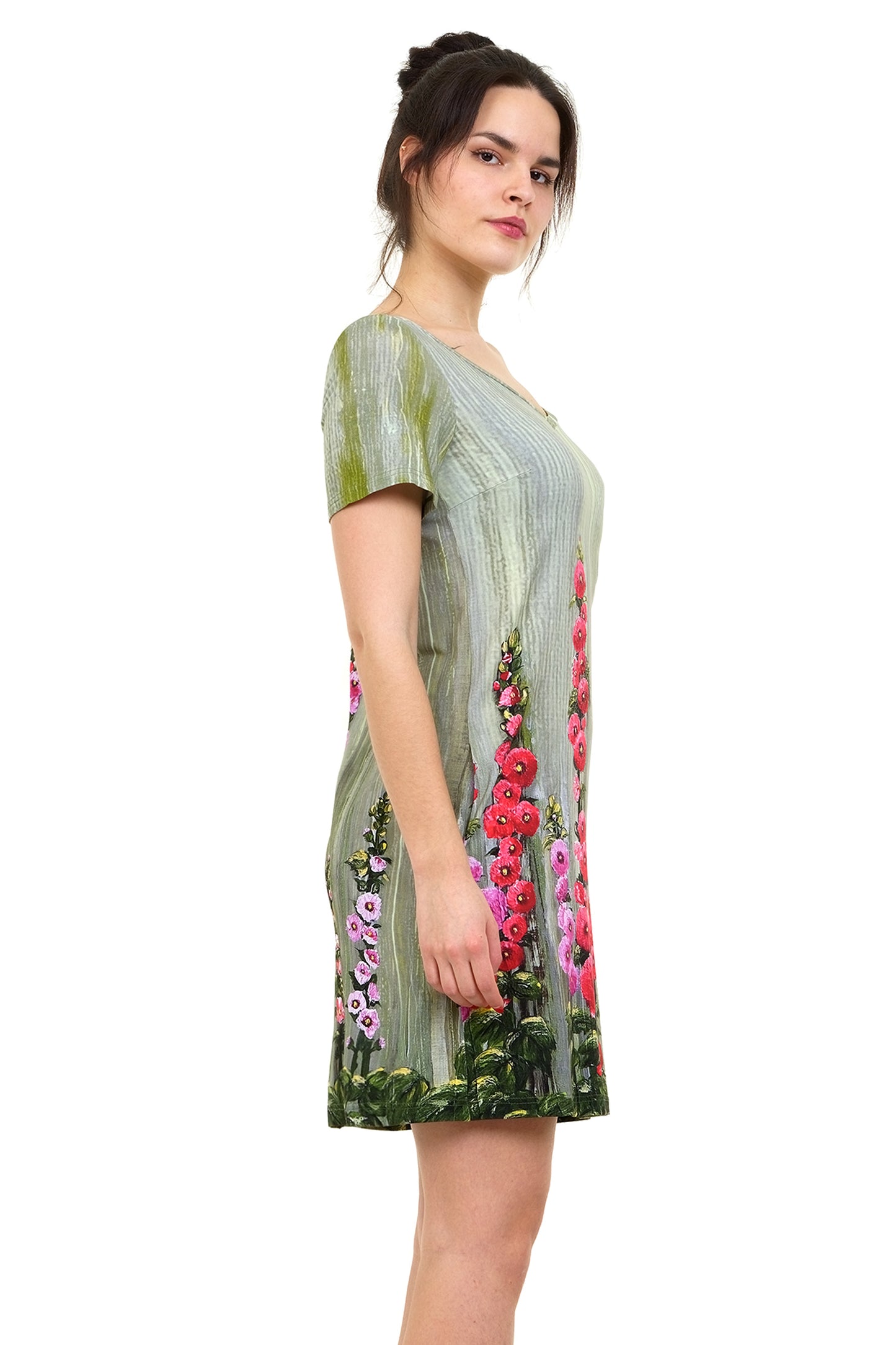 Jersey Dress Relaxed Hollyhocks