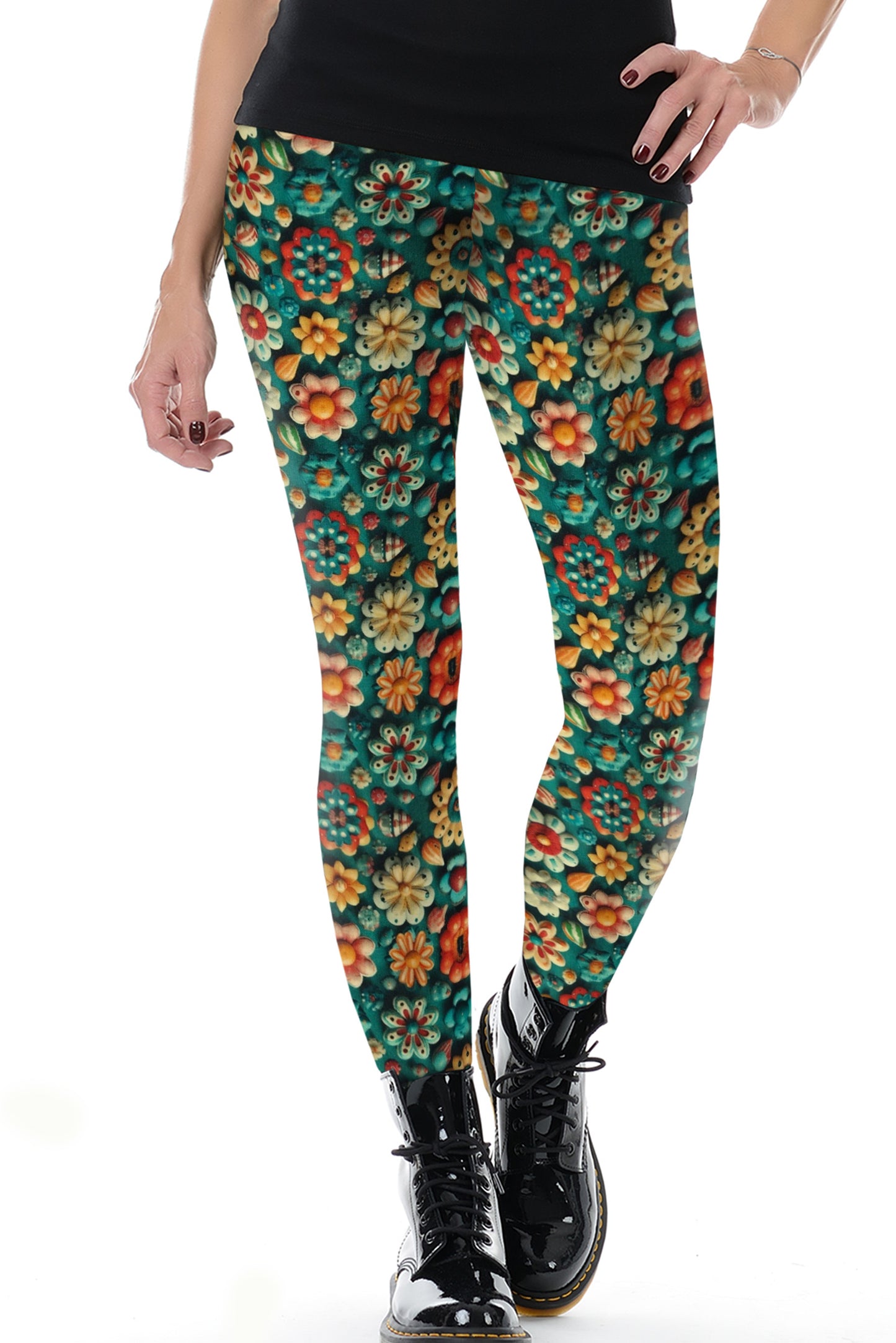 SALE Größe M Leggings Flower Button