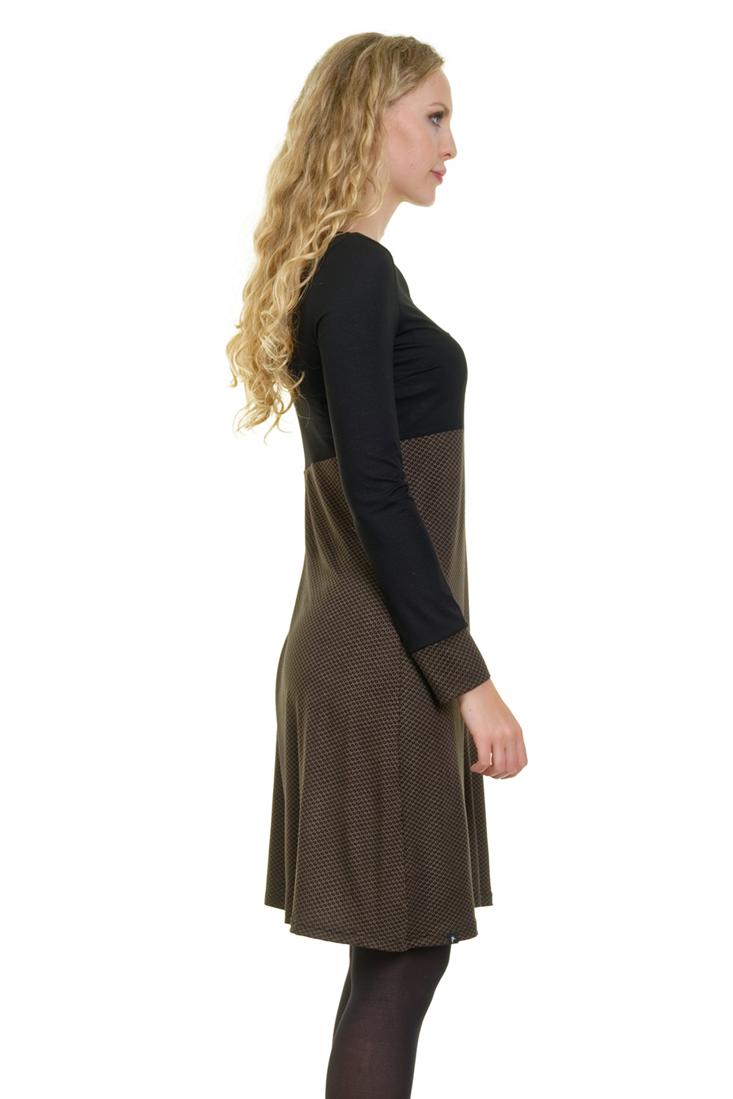 Lilly Lang Kleid schwarz Kastanie-