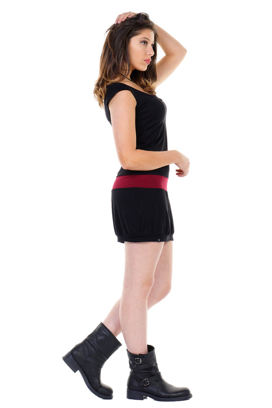 Sommerkleid Ballon schwarz bordeaux