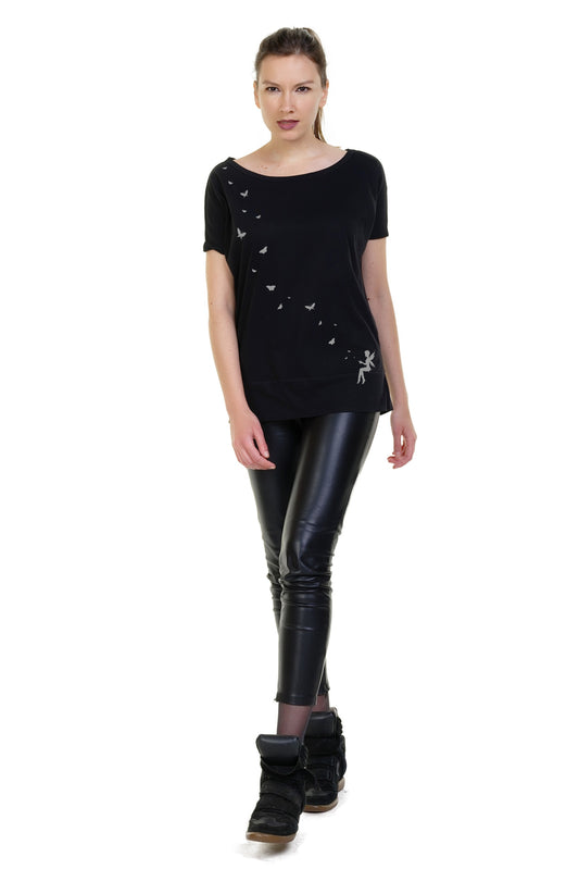 Miss Girlie Shirt Schmetterlings Elfe grau