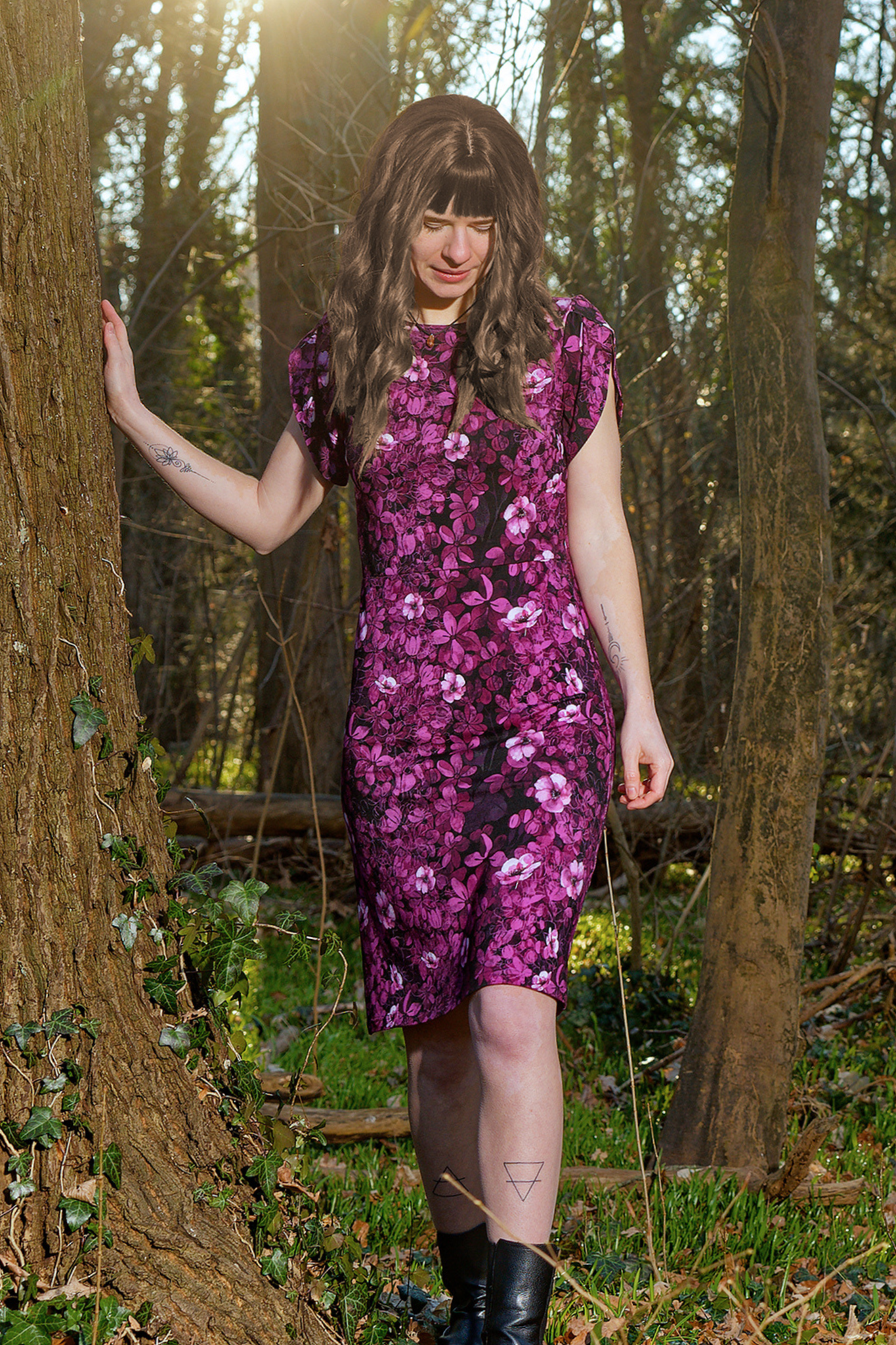 SALE Größe XXL Pinke Blumen Kleid