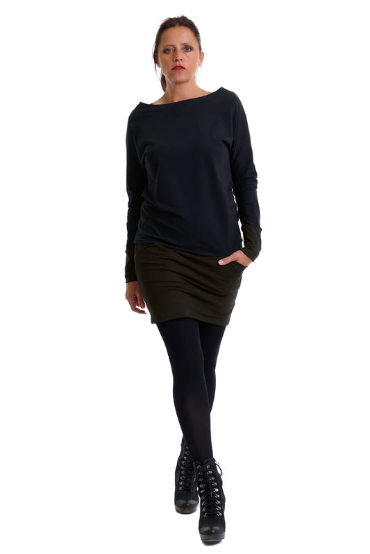 SALE size XS sweater dress black grunge olive