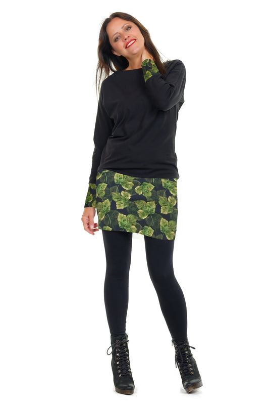 Pulloverkleid Kleid schwarz Blattzauber-