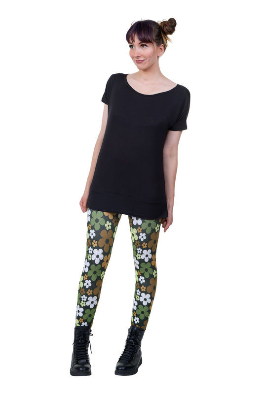 Cool Days Leggings Retro Flower oliv