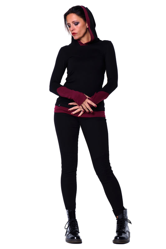 Hoodie summer black burgundy
