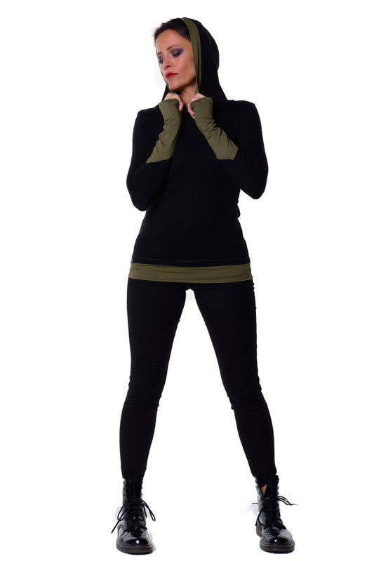 Hoodie summer black olive