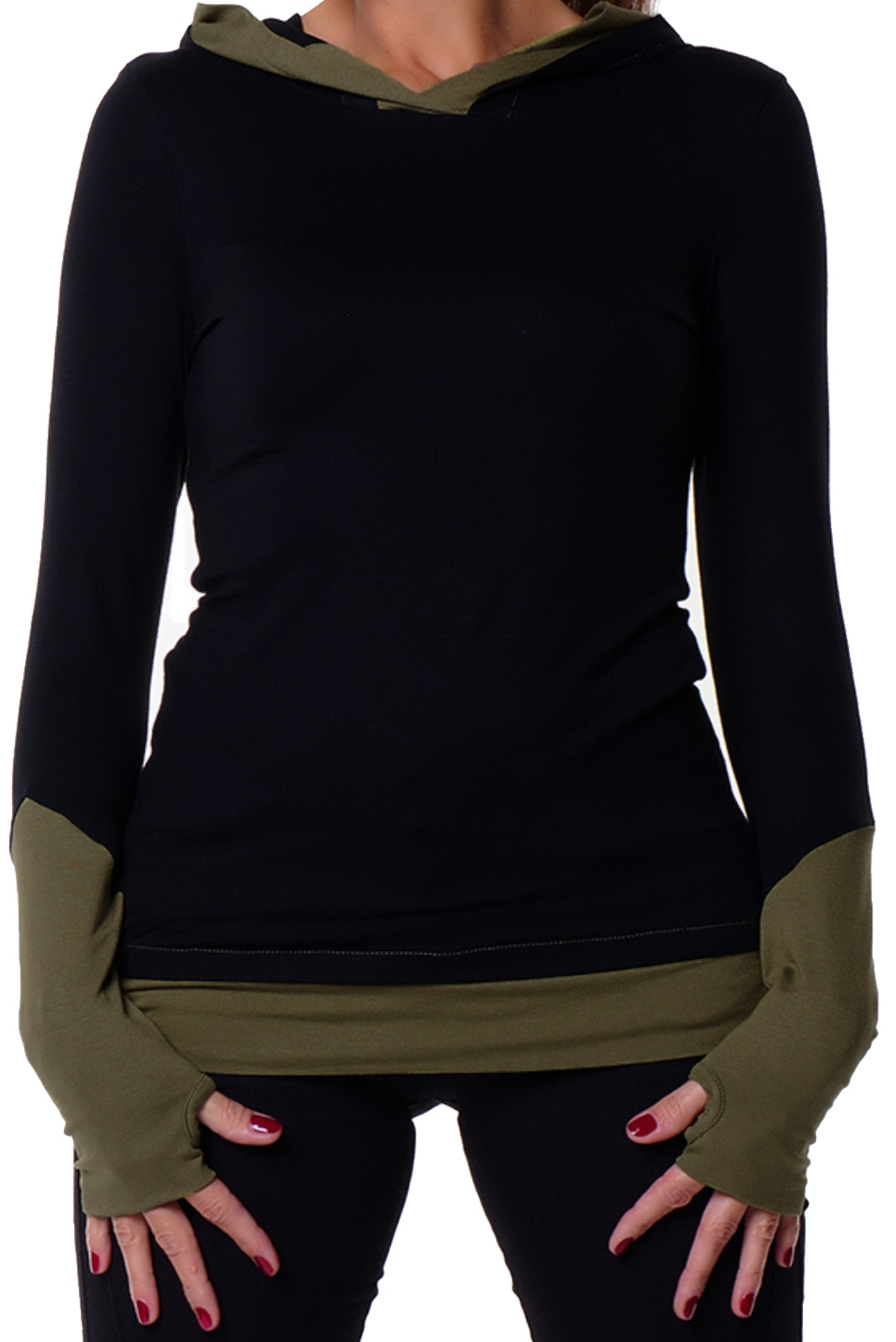Hoodie Sommer schwarz oliv