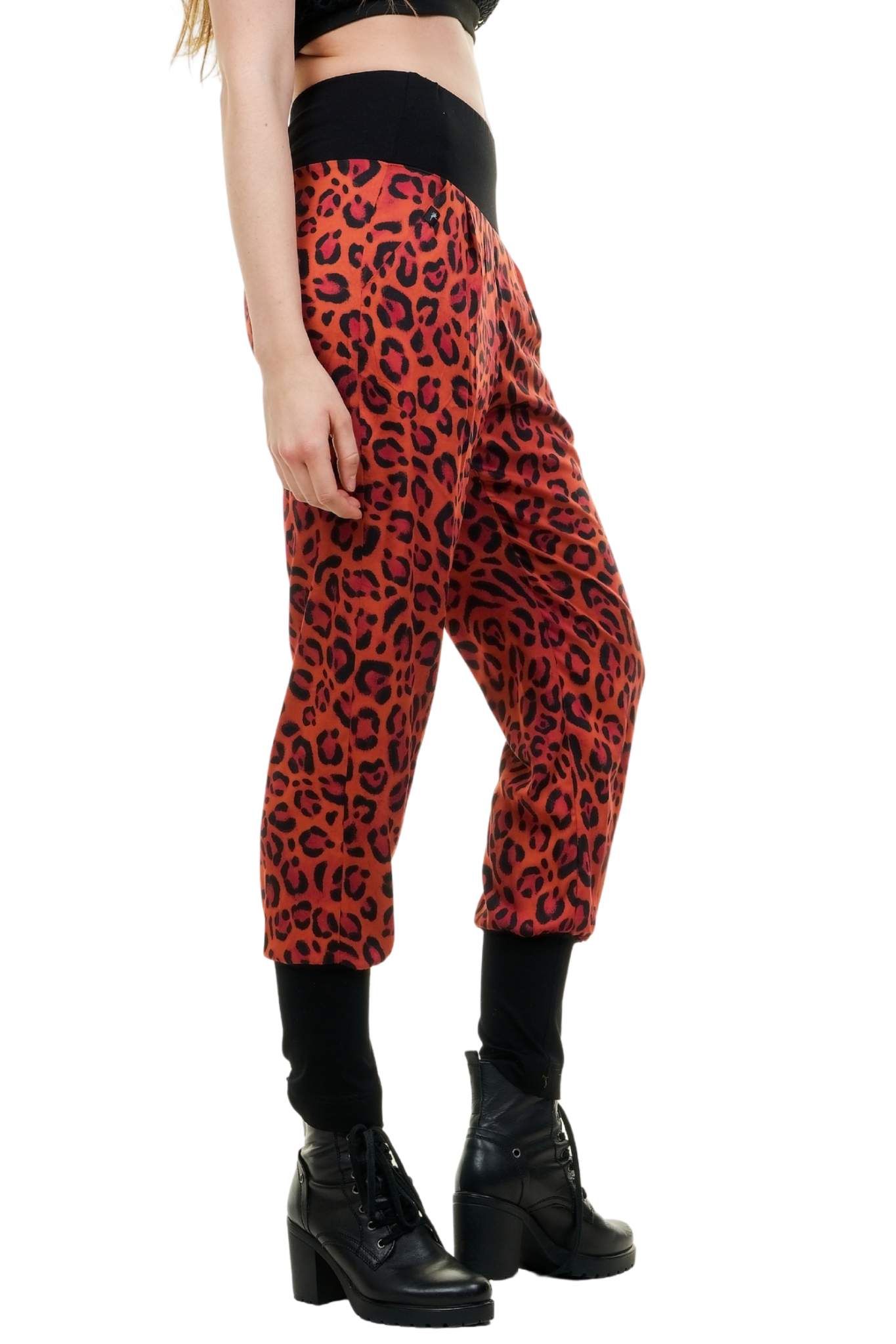 Baggy Sommerhose Blusenstoff Leo rot