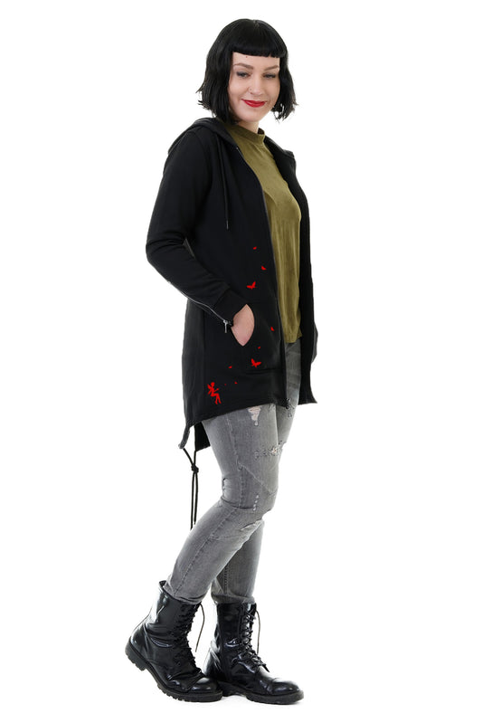 Long sweat jacket butterfly elf red
