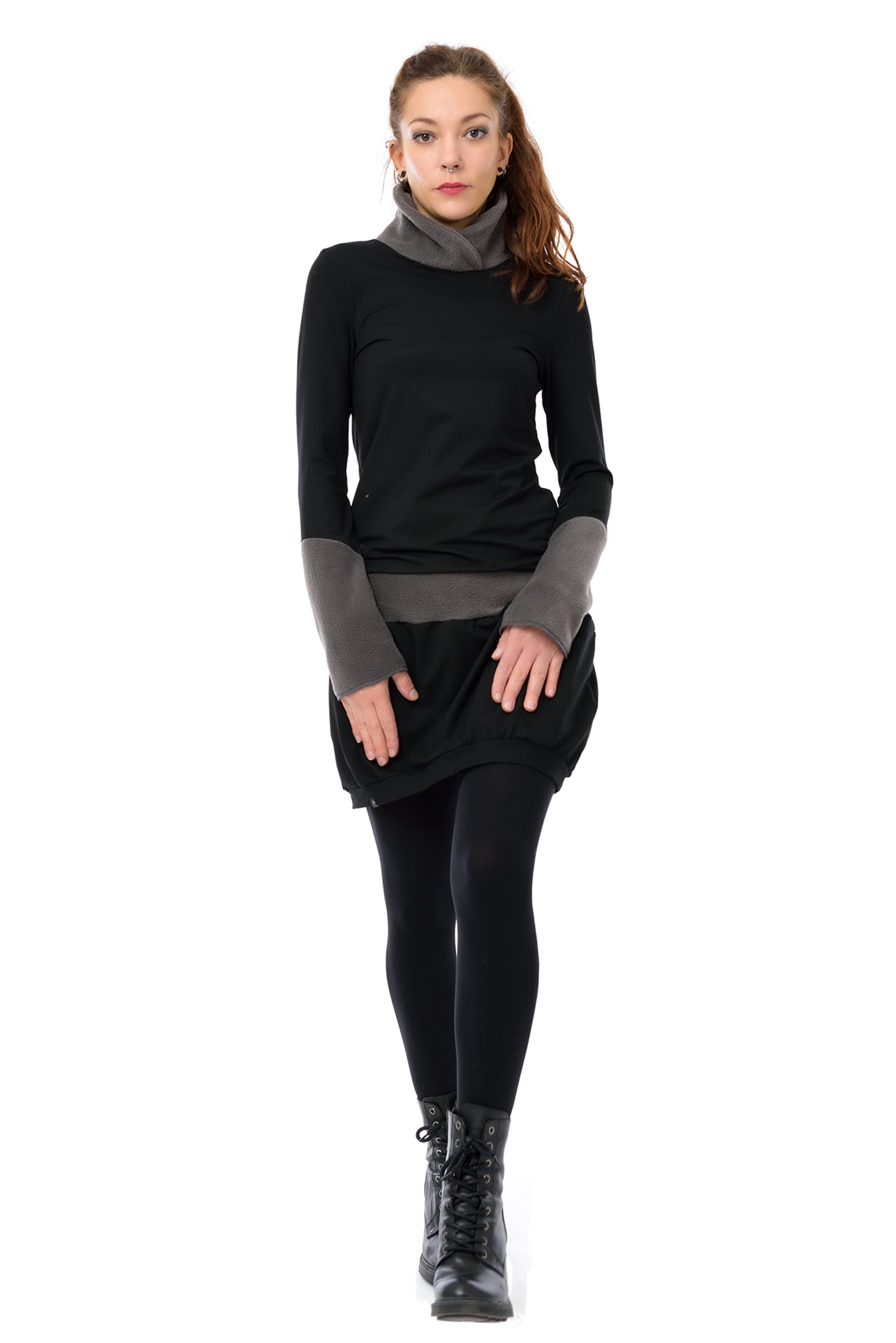 Winter Dress Fleece Collar Gray-