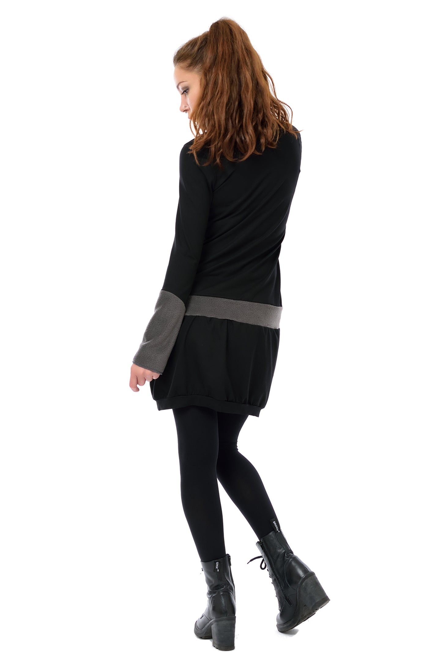 Winter Dress Fleece Collar Gray-