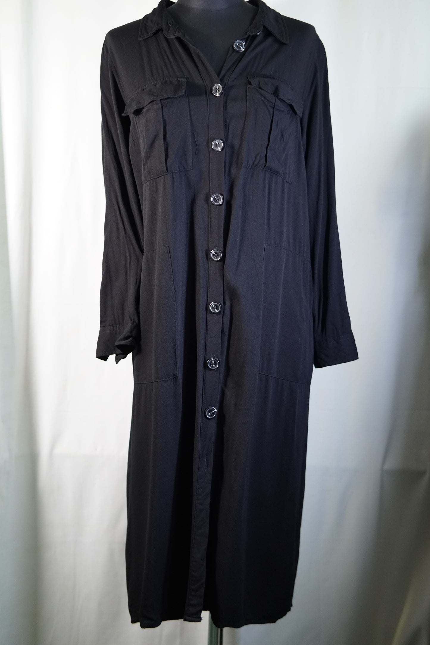 2.Hand Größe 36 langarm Blusenkleid schwarz