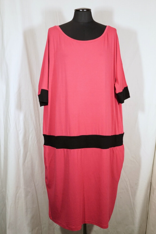 2. Hand  Pinke Kleid mit Schwarze Bund 3XL