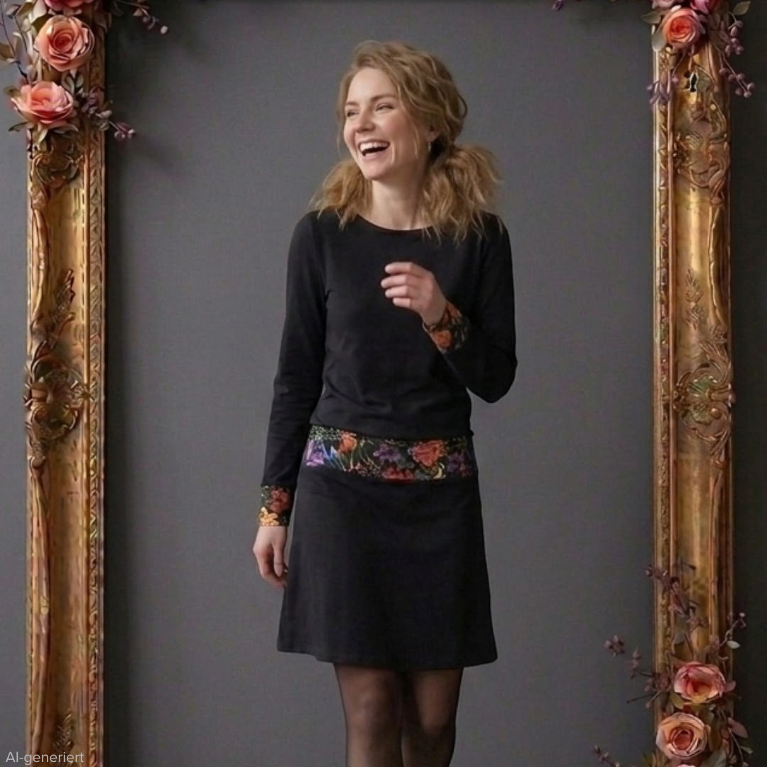 Tinka Kleid langarm schwarz Wildrose