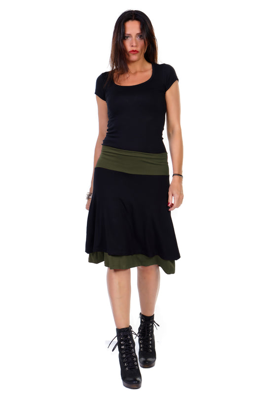 Jupe double noir olive