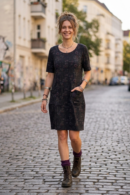 Wolkenkleid Feuerblume – Legeres Jersey Kleid mit Taschen -