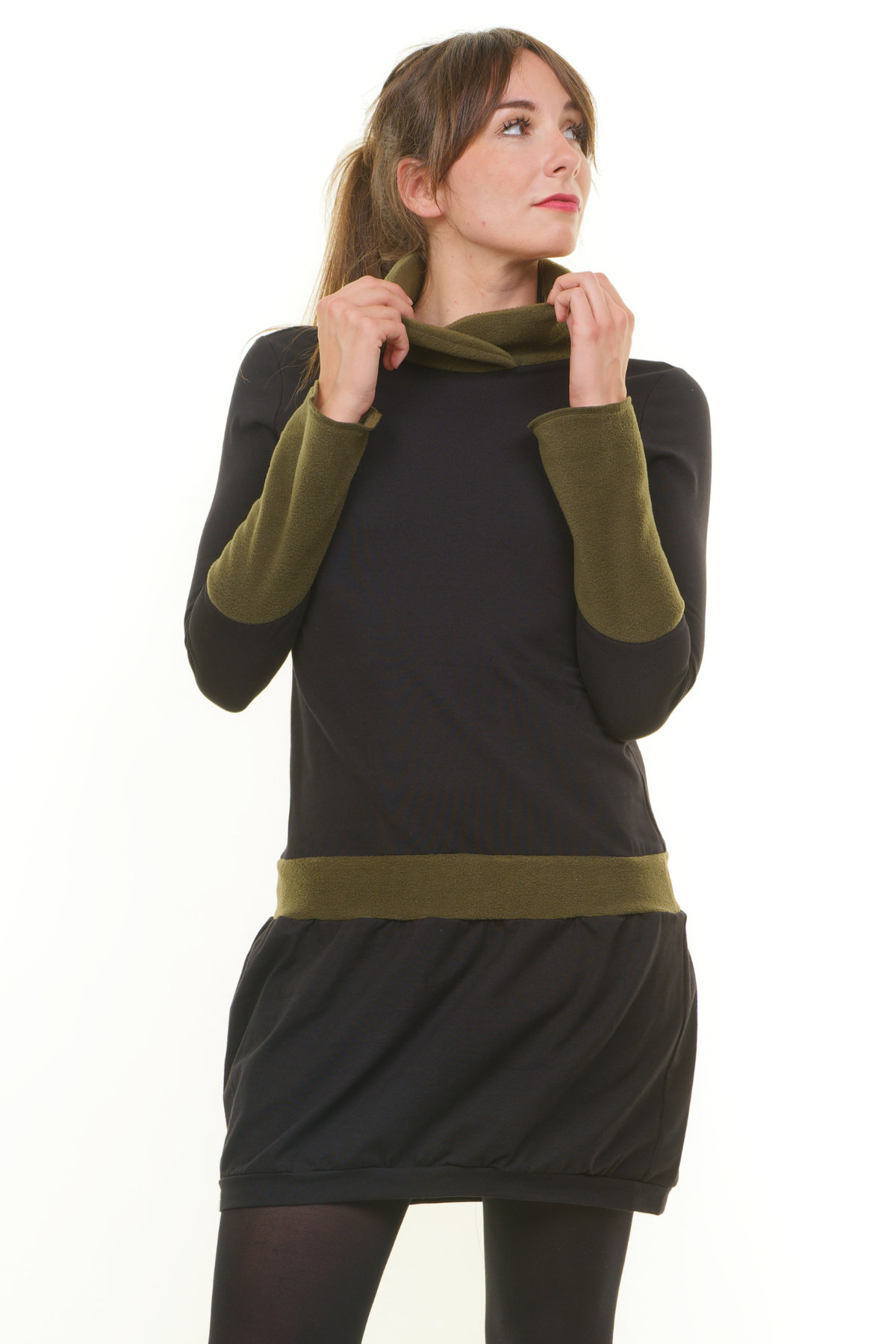 Winterkleid Fleece Kragen grün