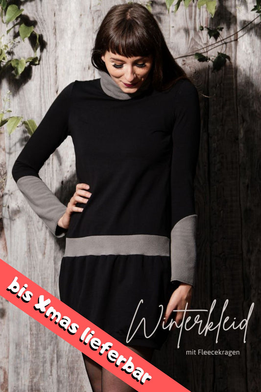 Winterkleid Fleece Kragen grau