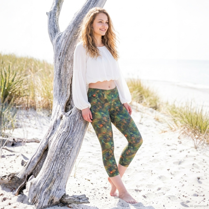 Capri Leggins little peacock