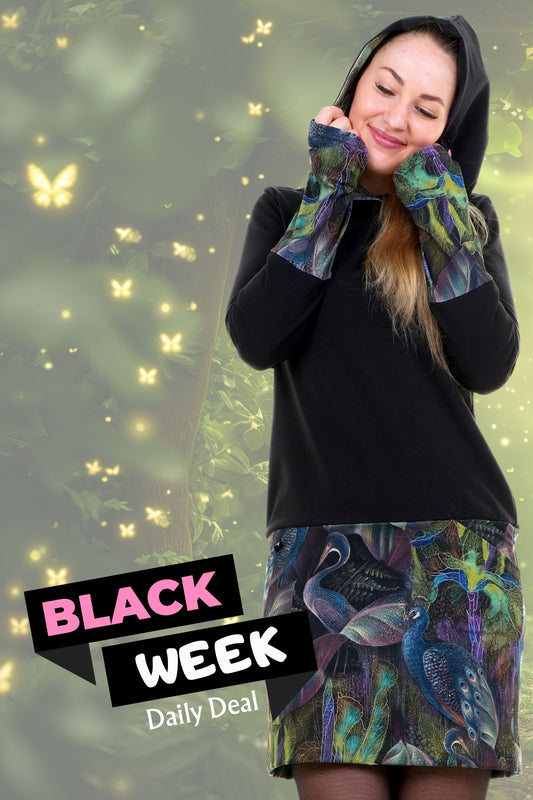 Hoodiekeid Winterzauber schwarz mystic Pfau