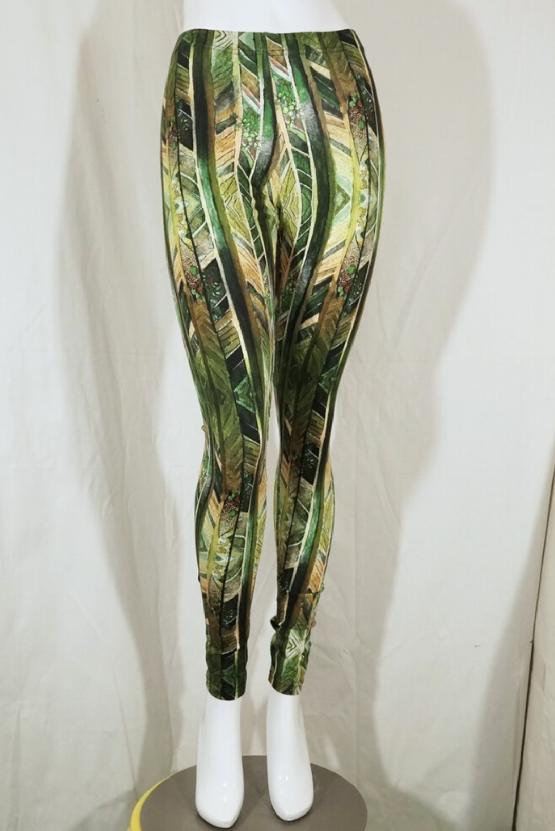 2. Hand Grün gemusterte Leggings S