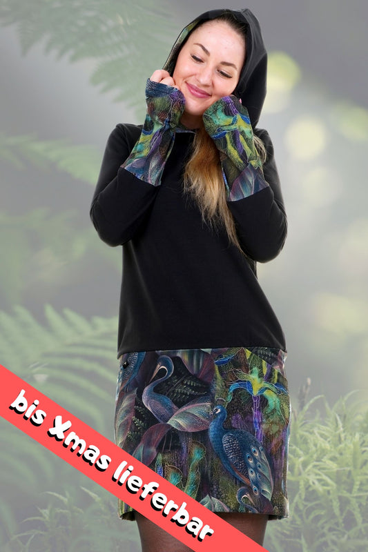 Hoodiekeid Winterzauber schwarz mystic Pfau