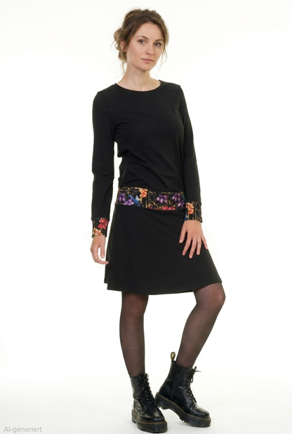 Tinka Kleid langarm schwarz Wildrose