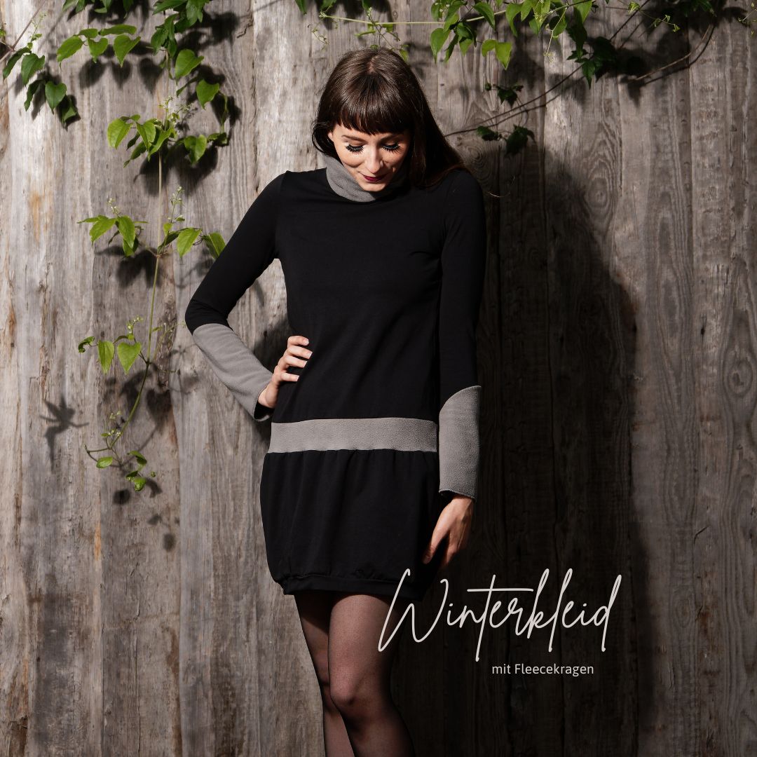 Winterkleid Fleece Kragen grau