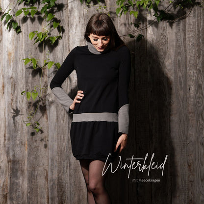 Winterkleid Fleece Kragen grau