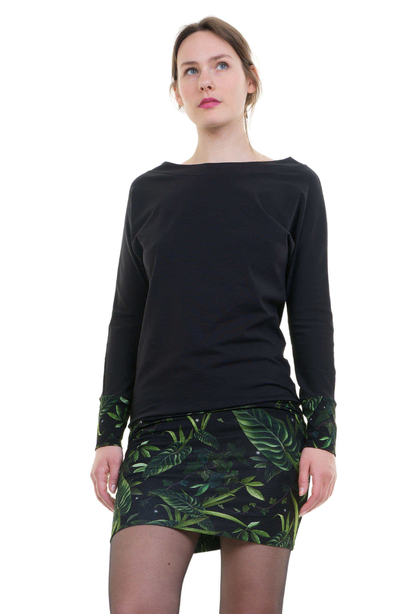 SALE Größe S Pulloverkleid schwarz blattzauber