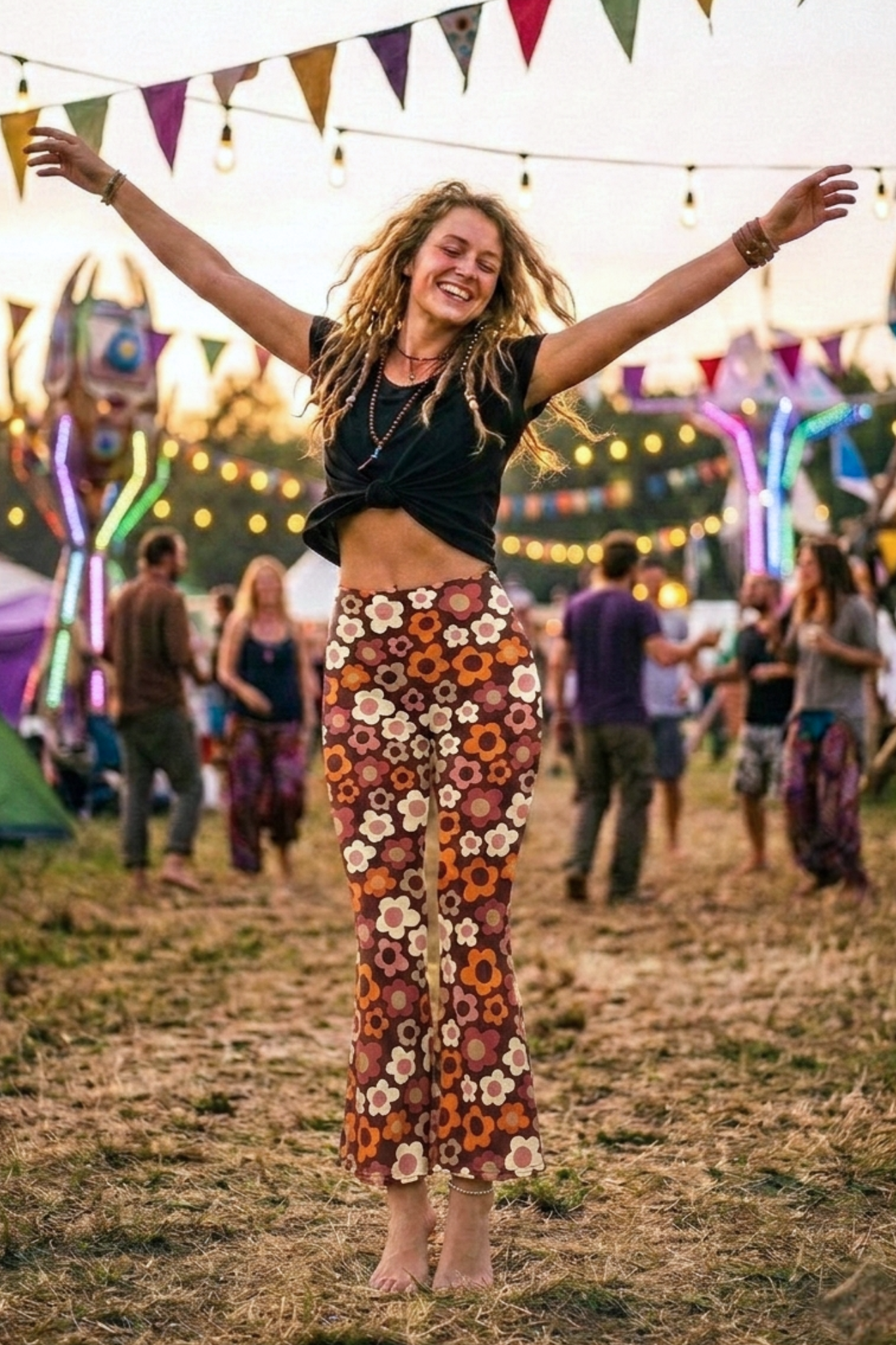 Flare Leggings retro flower