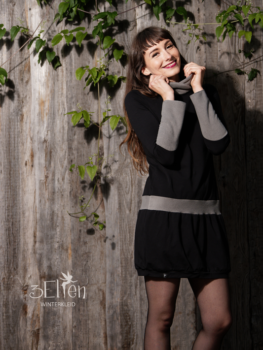 Winterkleid Fleece Kragen grau