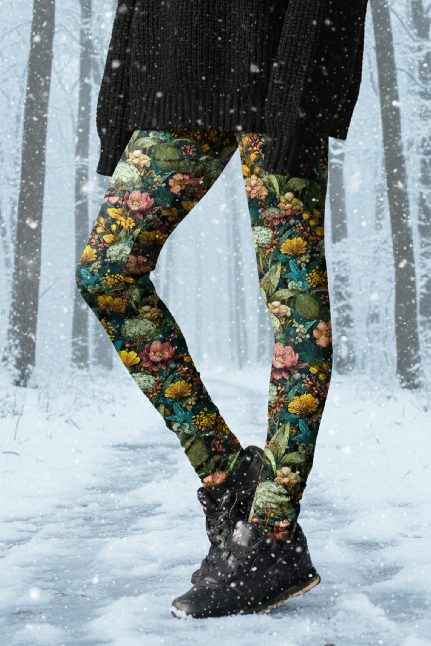 Winter Leggings Blumenmeer