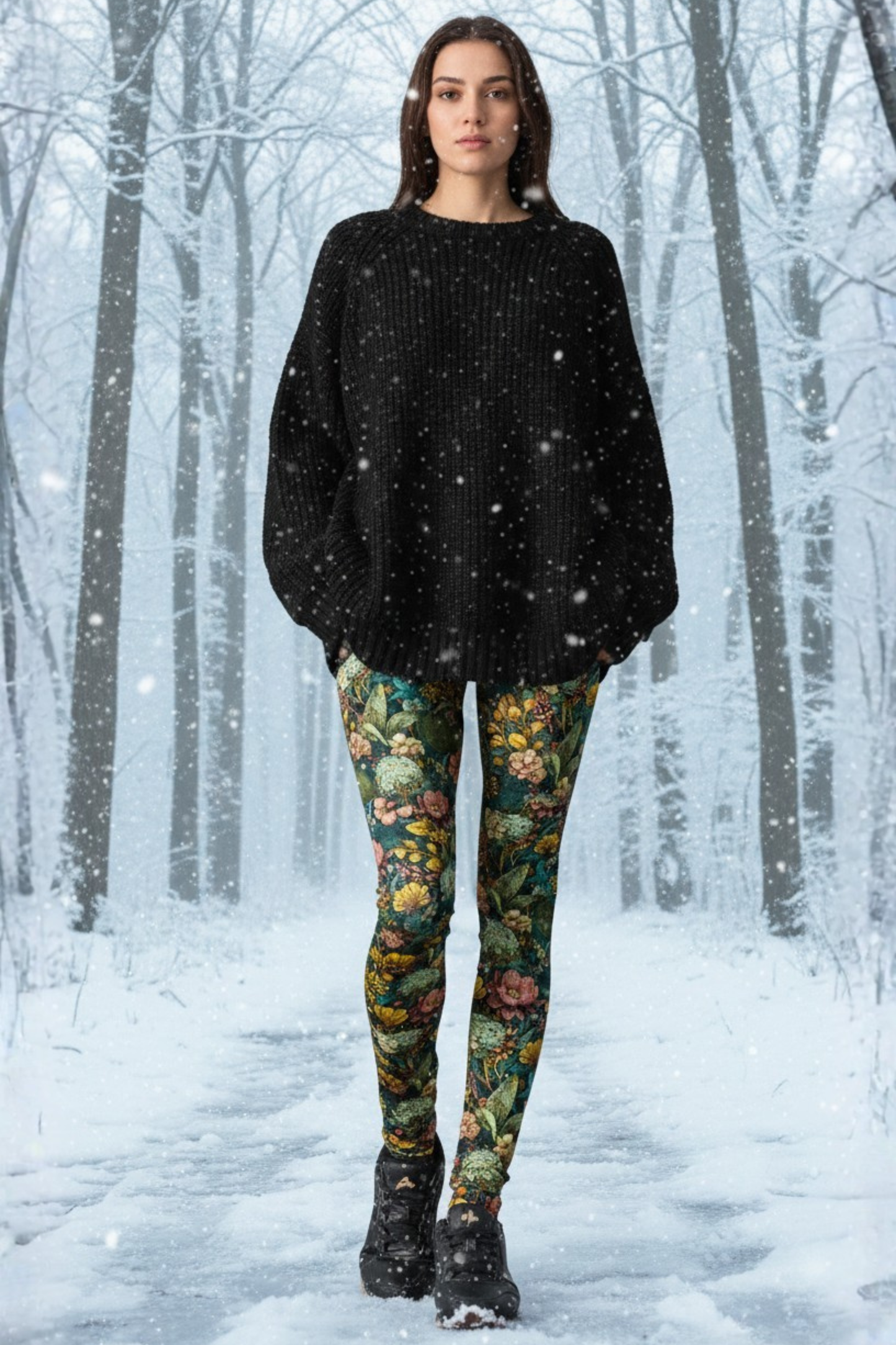 Winter Leggings Blumenmeer
