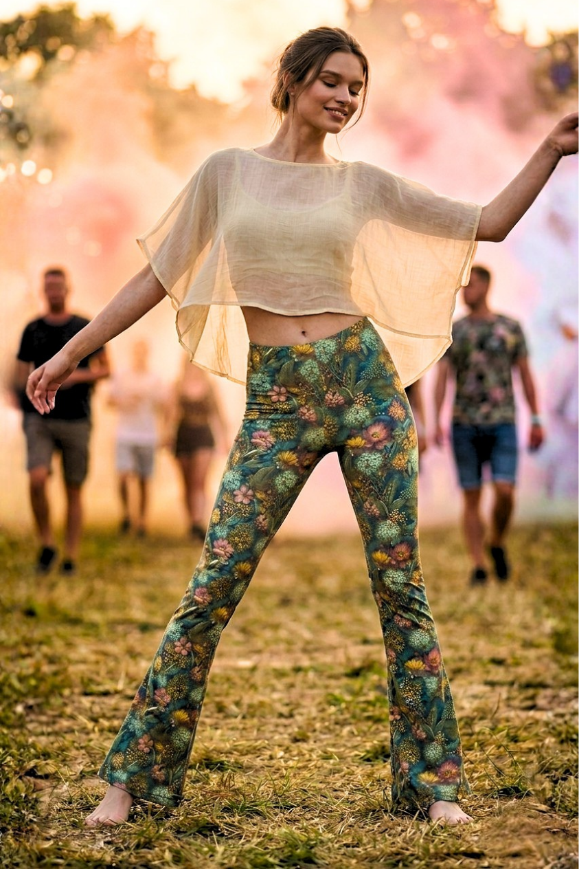 Leggings flare champ de fleurs
