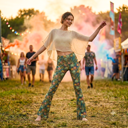 Leggings flare champ de fleurs